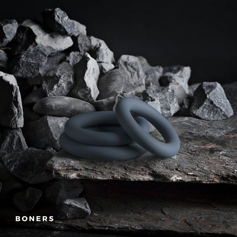 Boners 3個セット シリコンコックリング(グレー) ❤️Boners Boners 3個セット シリコンコックリング(グレー) ❤️Boners