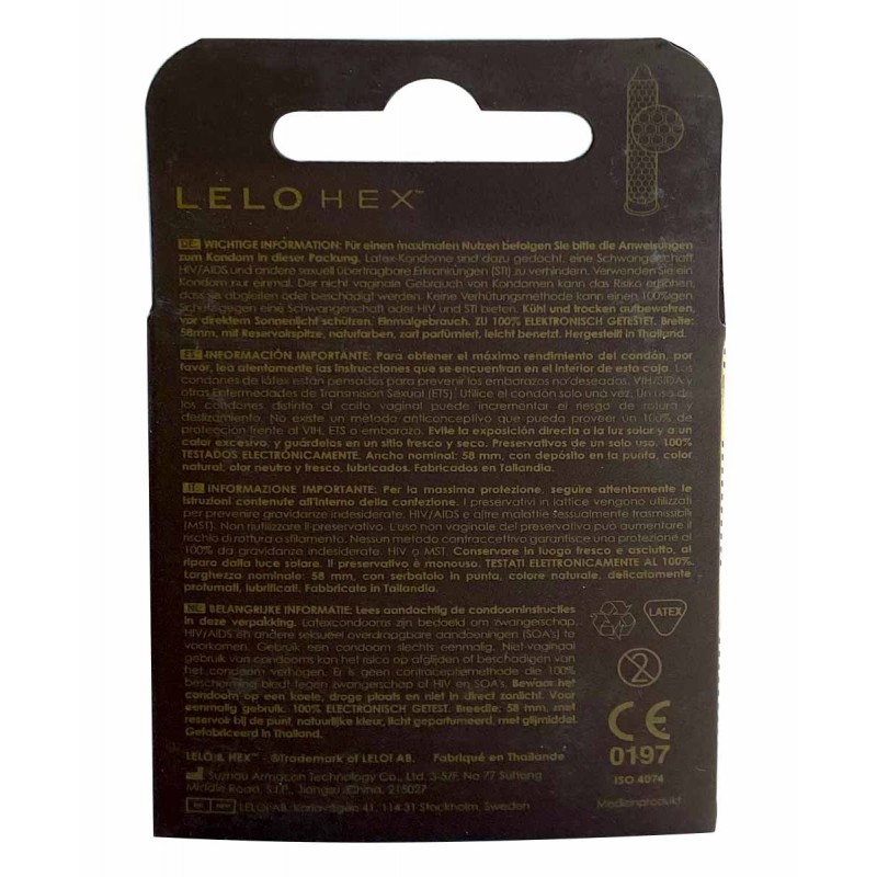 Revolutionary Condoms Lelo HEX Respect XL 3pcs Extra Size❤️Lelo