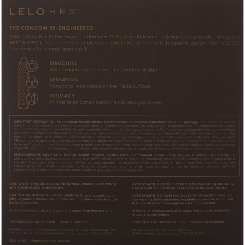 Revolutsioonilised Kondoomid Lelo HEX Respect XL 36tk Ekstra Suurus❤️Lelo