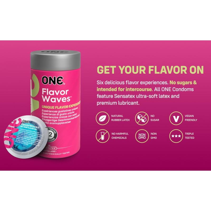 ONE Flavor Waves Flavored Condoms 12 Pack – 6 Varieties❤️ONE