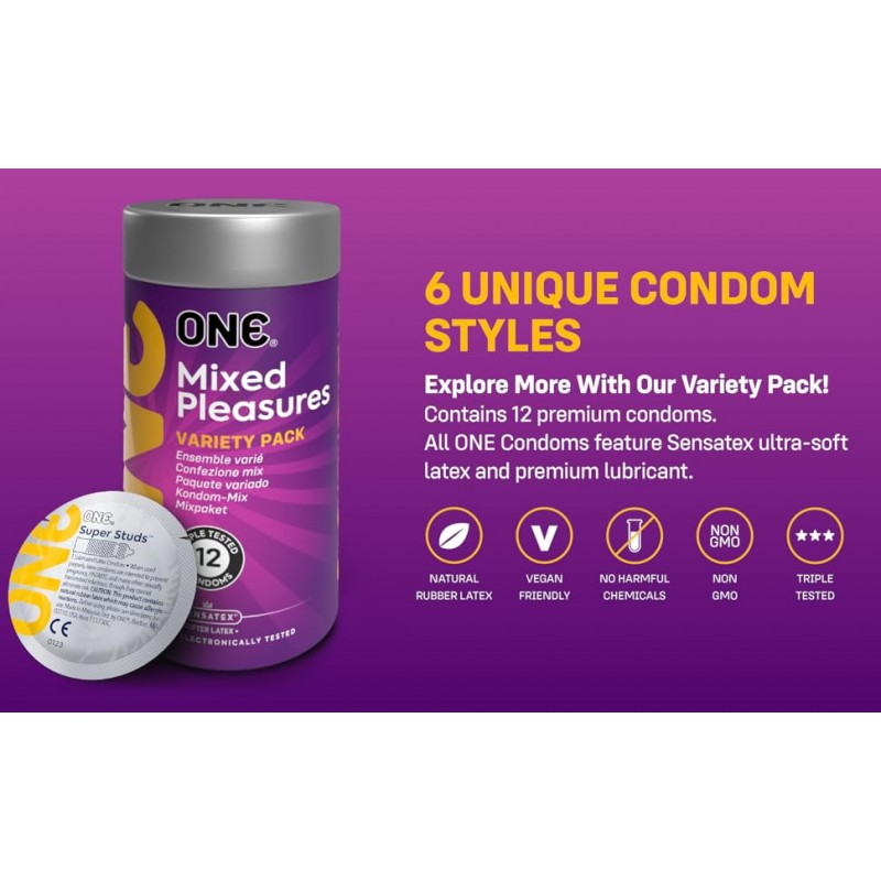ONE Mixed Pleasures Condom Variety Pack - 12 Count❤️ONE