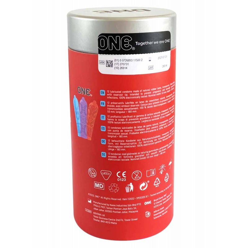 Préservatifs Texturés ONE Tattoo Touch 12 unités design tatouage❤️ONE