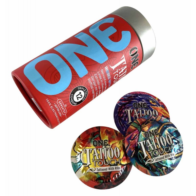 Préservatifs Texturés ONE Tattoo Touch 12 unités design tatouage❤️ONE