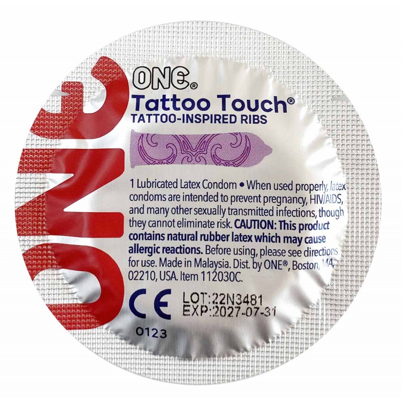 Préservatifs Texturés ONE Tattoo Touch 12 unités design tatouage❤️ONE