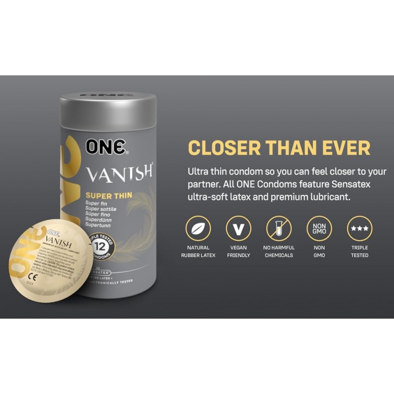 ONE Vanish Superthin Condoms 12 Pack Premium Lubricated❤️ONE