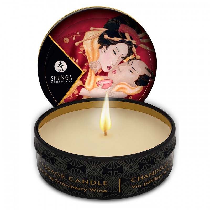 Shunga Romantiline Massaažiküünal Maasika Šampanja 30ml❤️Shunga