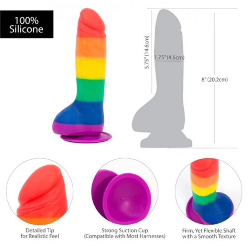 Addiction - Dildo de Silicón Arcoíris Justin 19 cm❤️Addiction