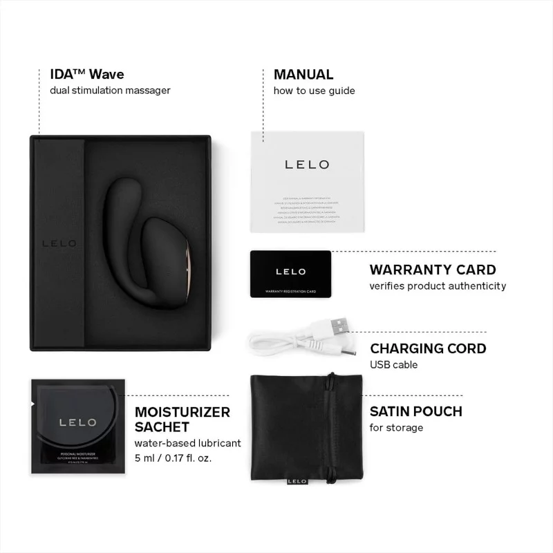 LELO - Ida Wave Dobbel Stimuleringsmassasjer Svart❤️Lelo❤️NO