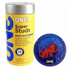 Condones ONE Super Studs con Textura de Burbuja 12 Piezas