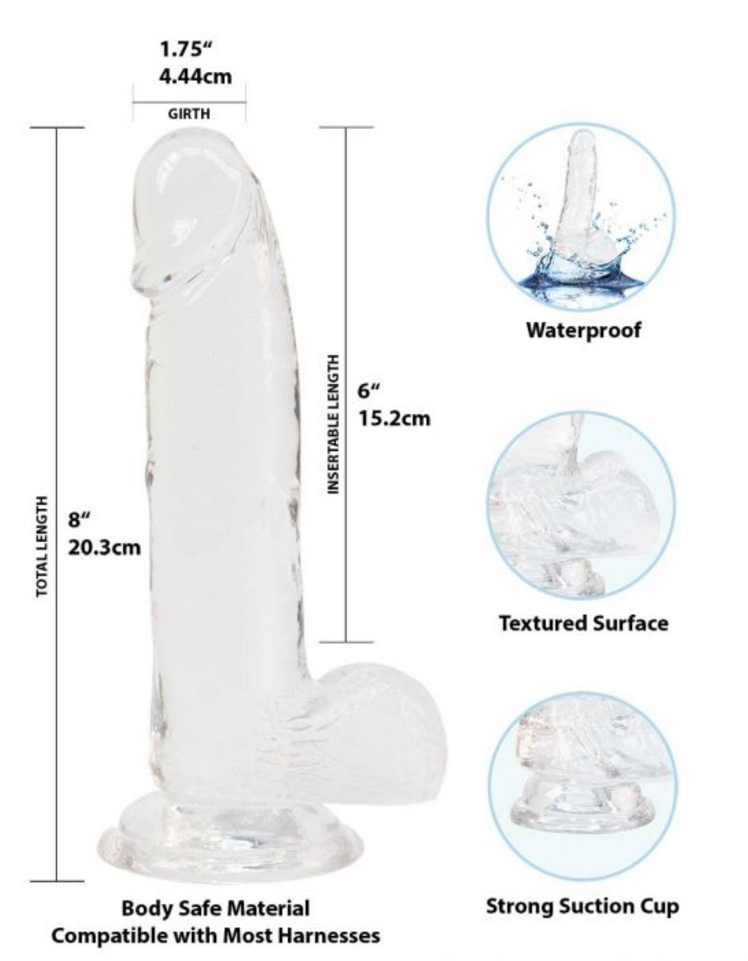 Crystal Addiction - Clear Glass Dildo - 19 cm ❤️Addiction