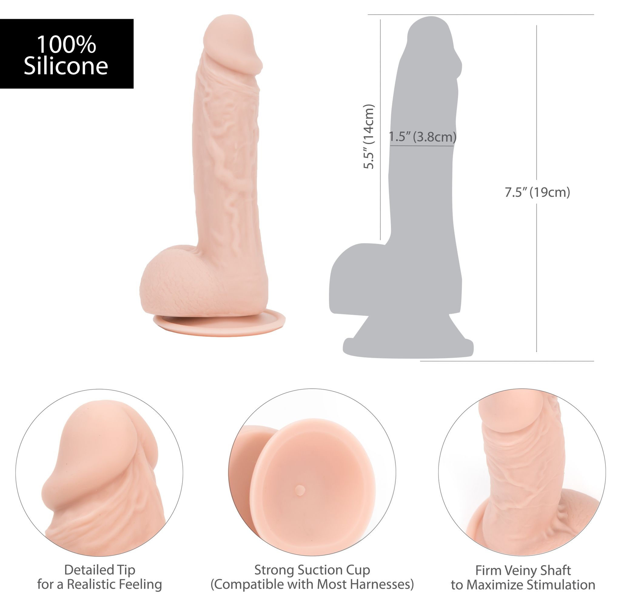 Addiction - Mark Realistic Dildo with Suction Base - 19cm ❤️Addiction