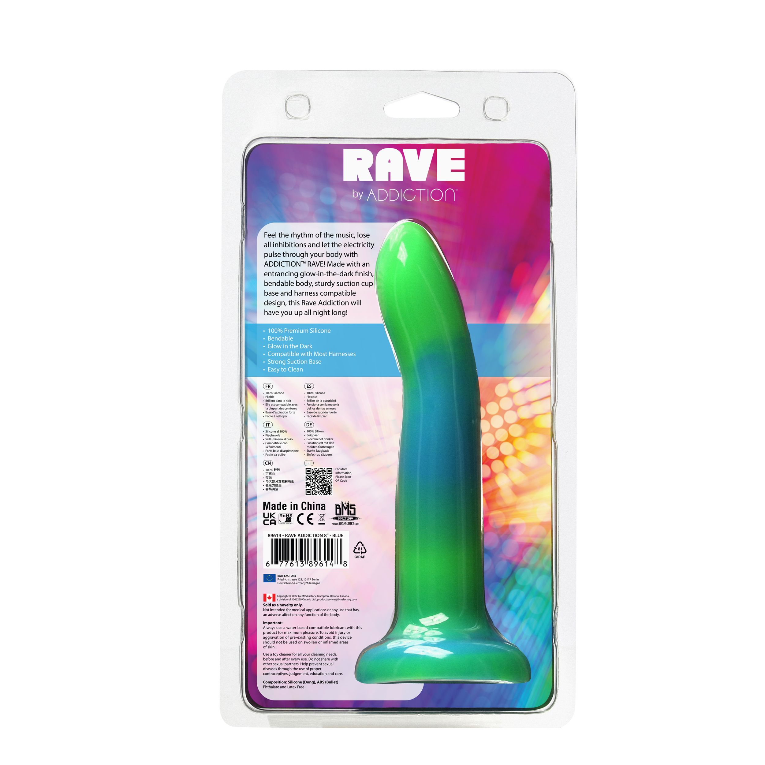 Addiction - Rave Realistic Silicone Dildo Blue/Green ❤️Addiction
