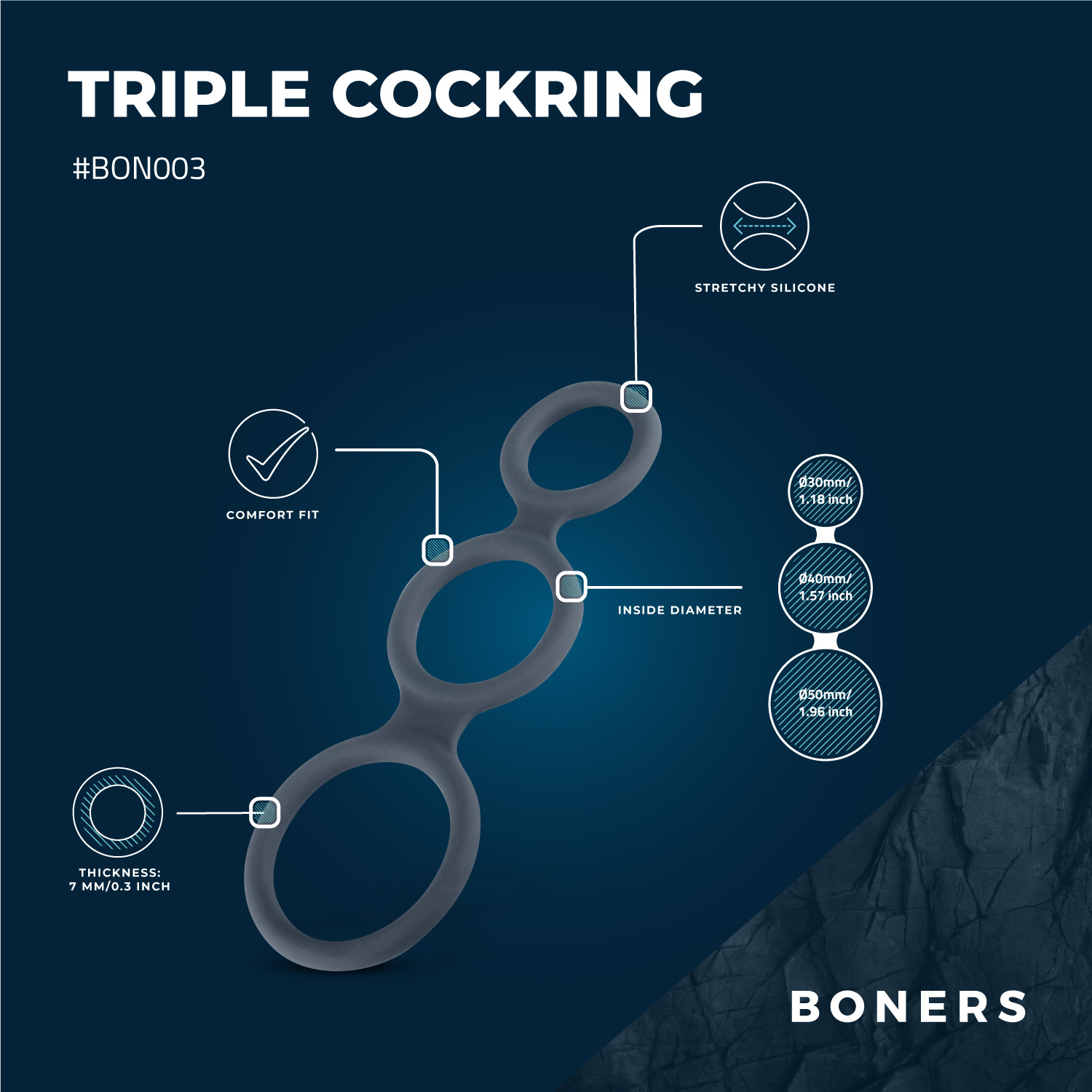 Boners Triple Cock Ring ❤️Boners