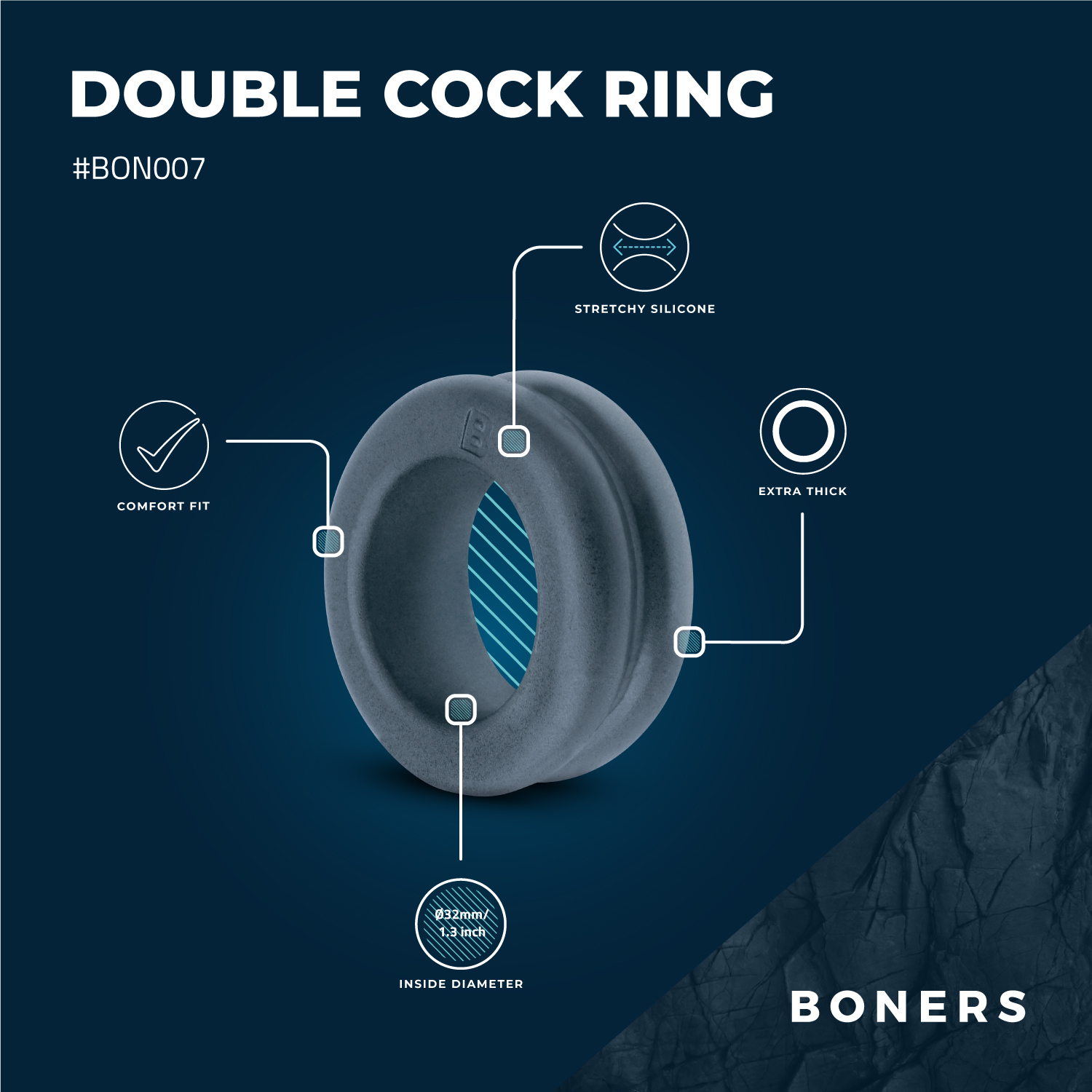 Boners Double Design Cock Ring ❤️Boners