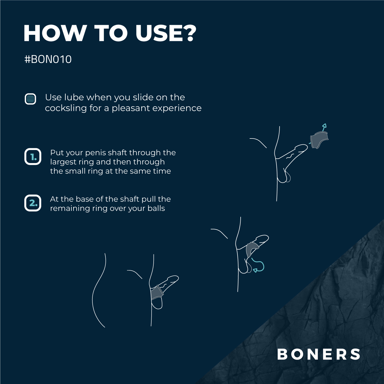 Boners Cock Ring & Ball Sling - Grey ❤️Boners