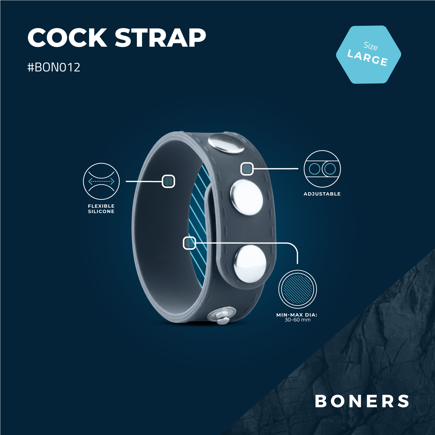 Boners Adjustable Cock Ring - Large ❤️Boners