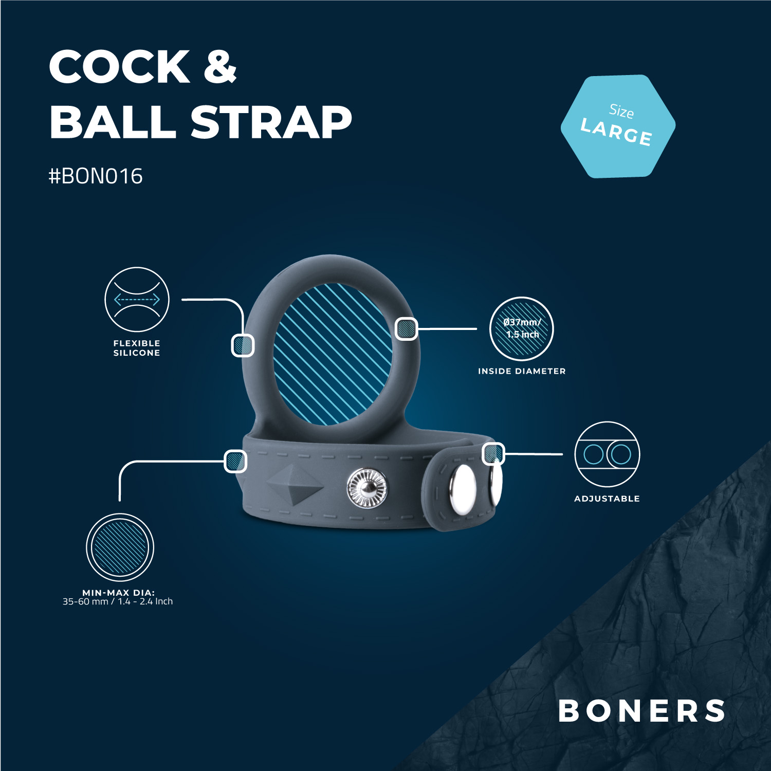 Boners Cock & Ball Strap Large ❤️Boners