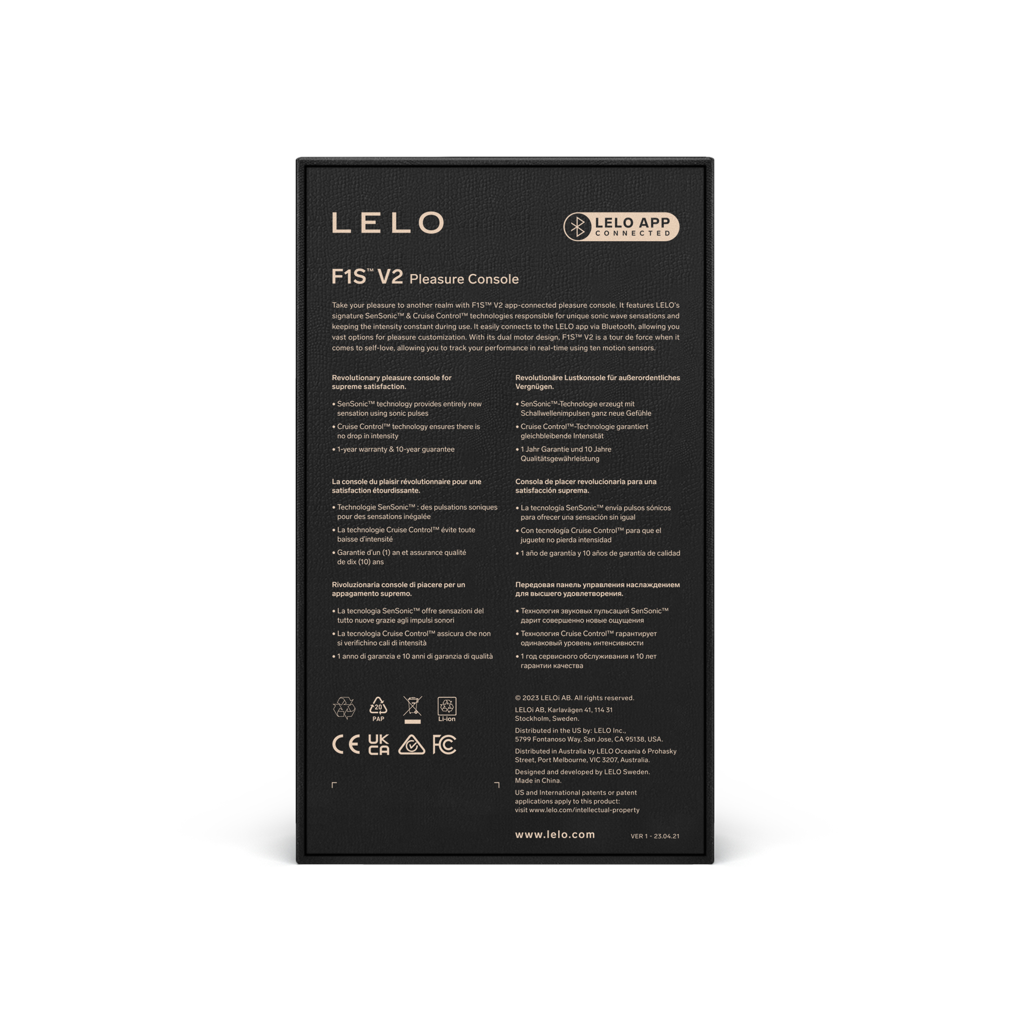 LELO - F1S V2 App Controlled Male Masturbator Black/Blue ❤️Lelo
