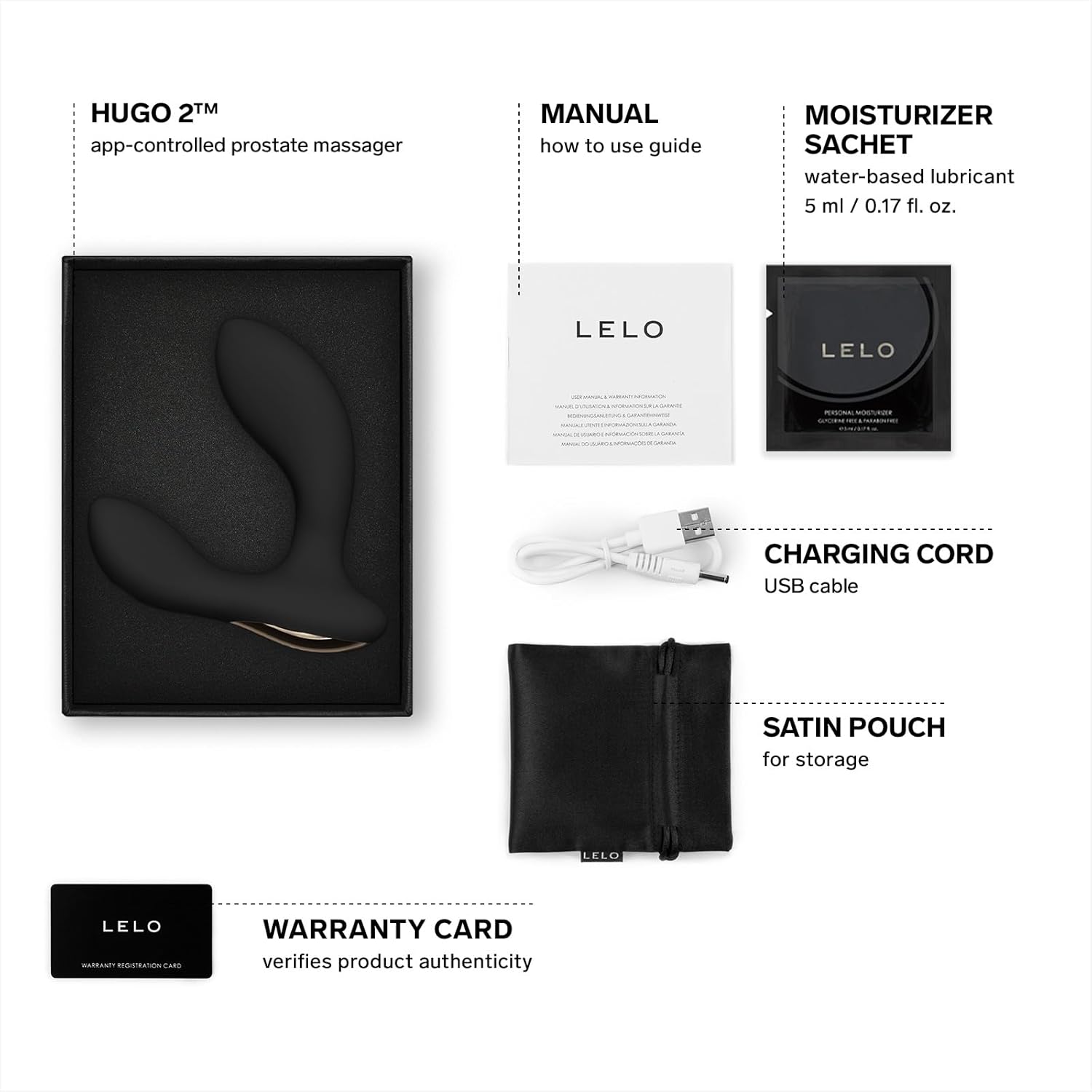 LELO - Hugo 2 Stimulateur Prostatique Connecté App Noir❤️Lelo