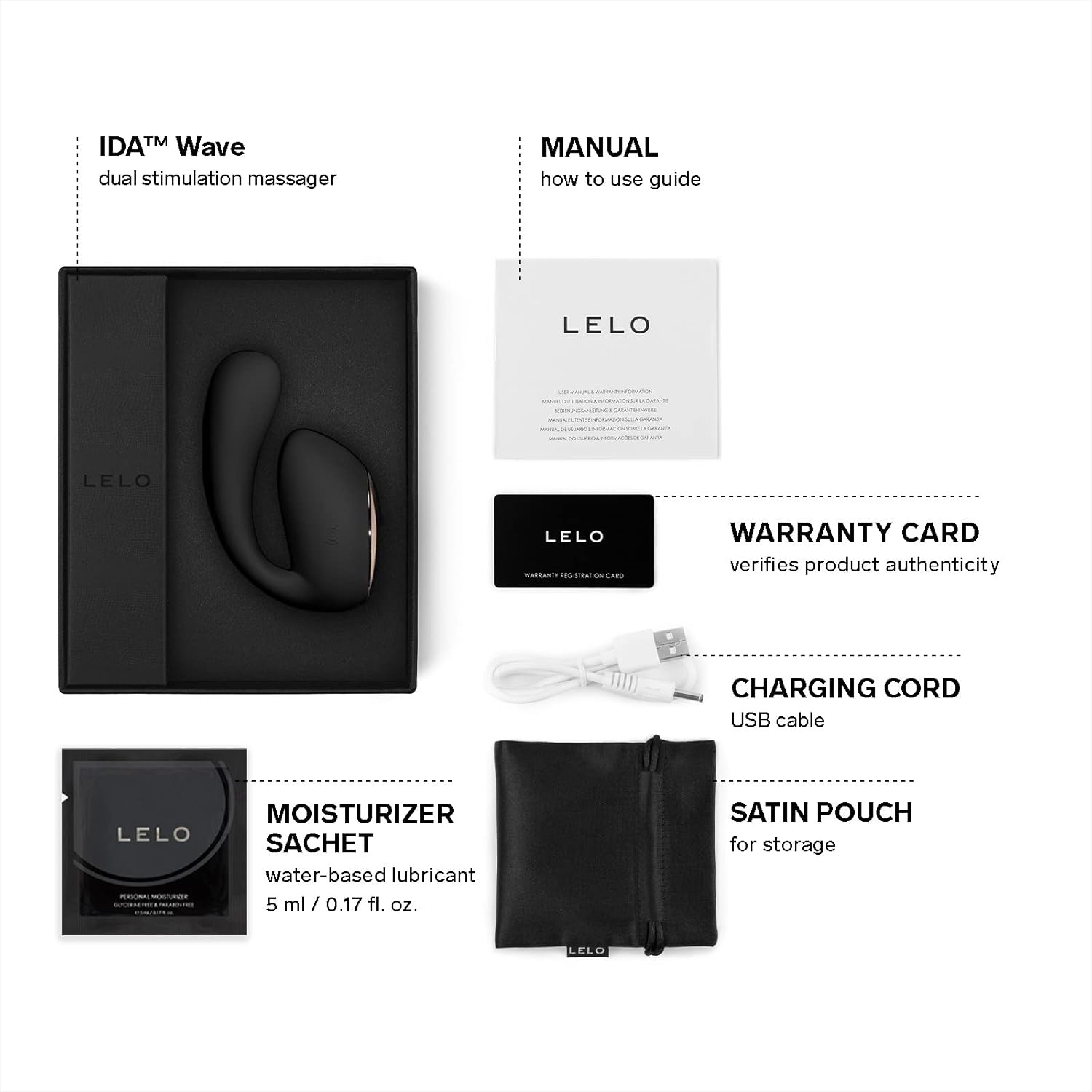 LELO - Ida Wave Dual Stimulation Massager Black ❤️Lelo