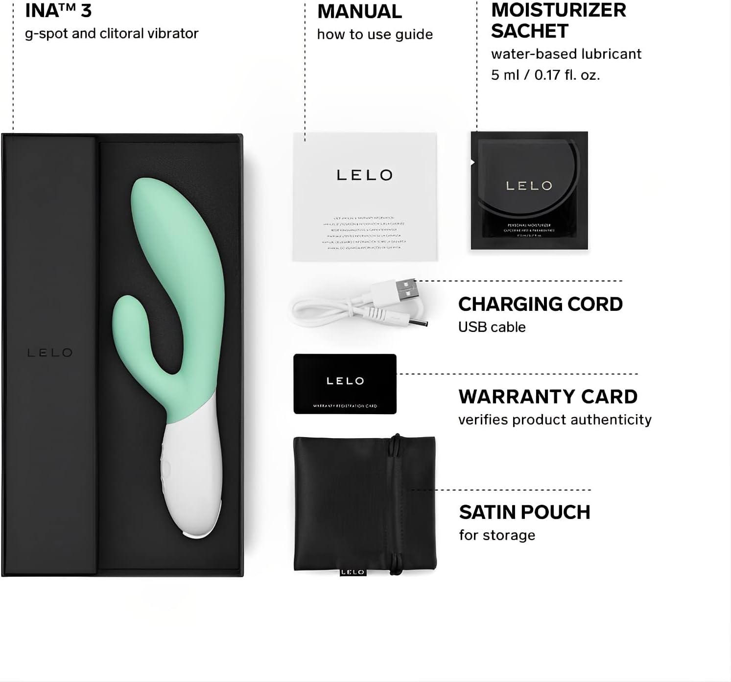 LELO Ina 3 Rabbit Vibrator Seaweed ❤️Lelo