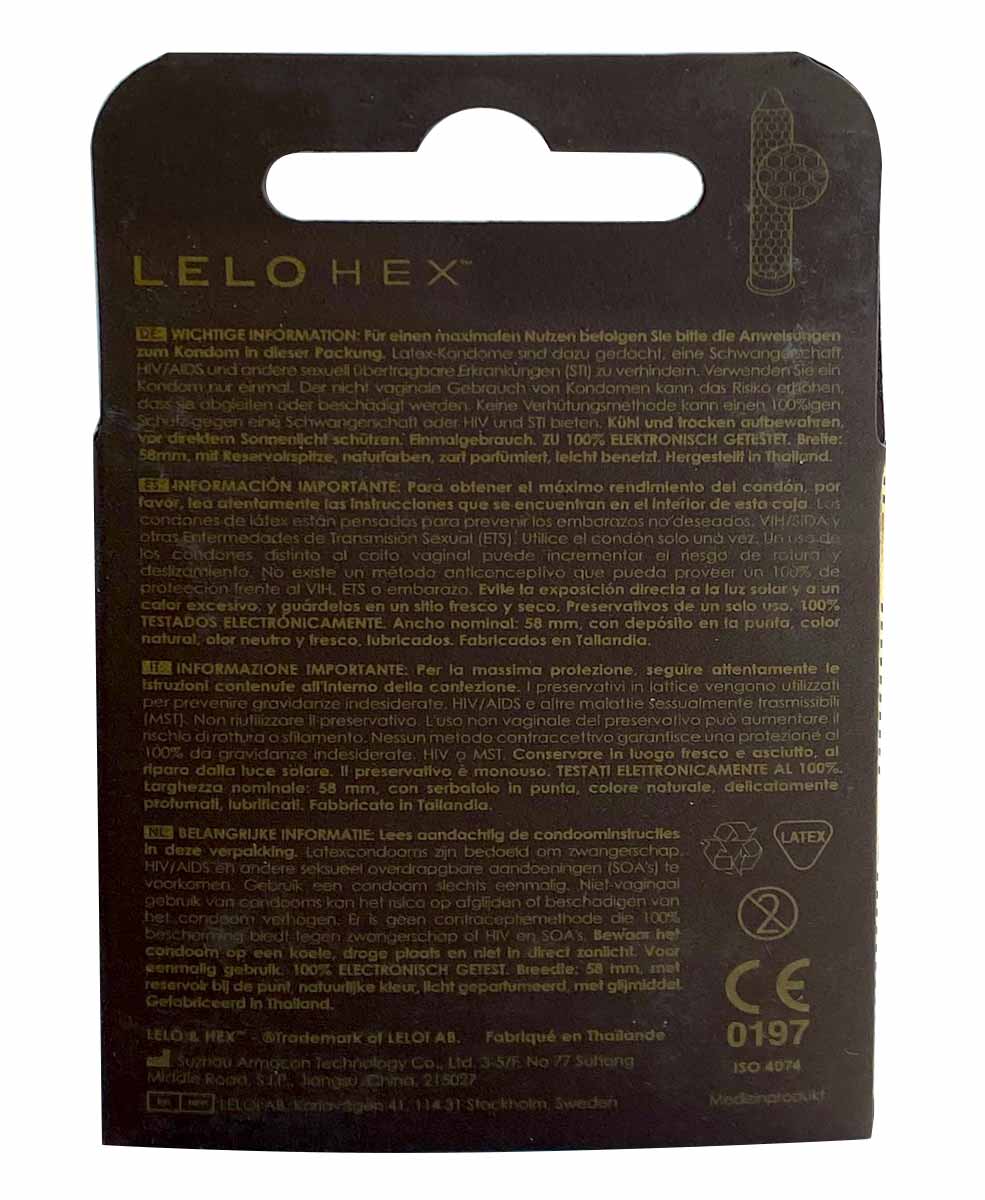 Revolutionary Condoms Lelo HEX Respect XL 3pcs Extra Size ❤️Lelo