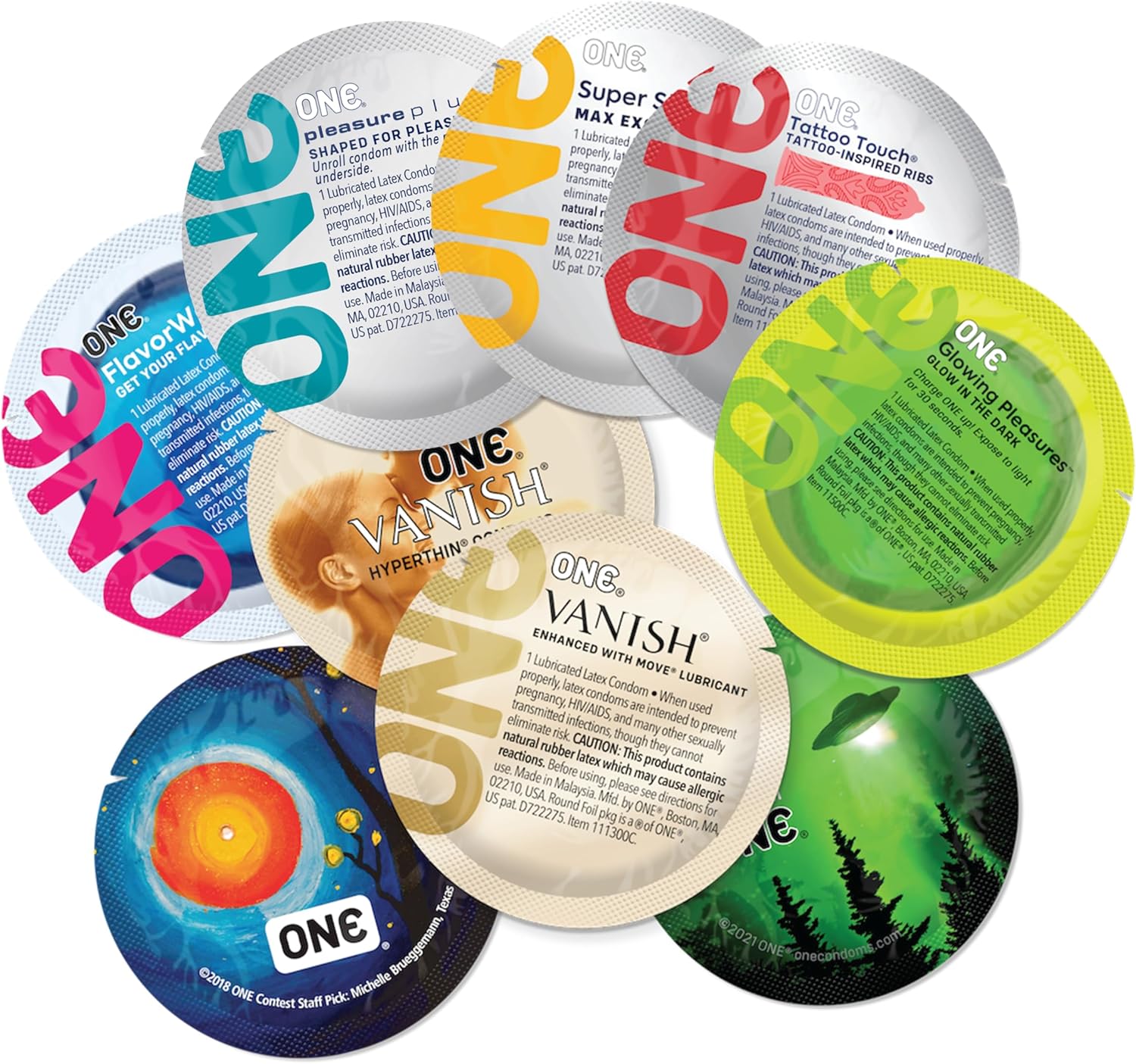 ONE Mixed Pleasures Condom Variety Pack 12ct - 6 Types ❤️ONE