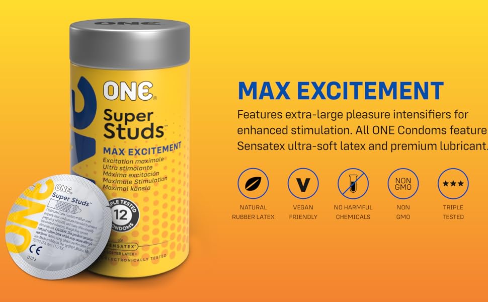 ONE Super Studs Ribbed Condoms 12 Pack ❤️ONE